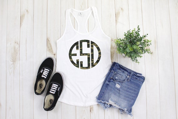 Monogram Camouflage Tank Top, camouflage shirt, monogram shirt, monogram tank top, camo shirt, womens tank top