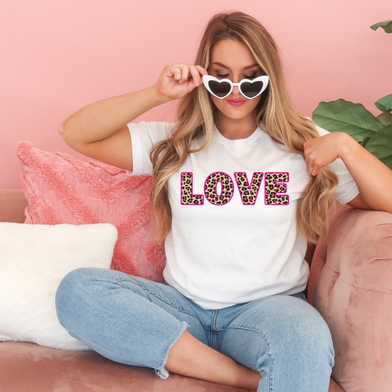 Valentines Day Shirt, Cute Love Shirt, Lover Shirt, Leopard Love, Heart Lover Gift Tee, Valentines Day Shirt for Women, Valentine Shirt