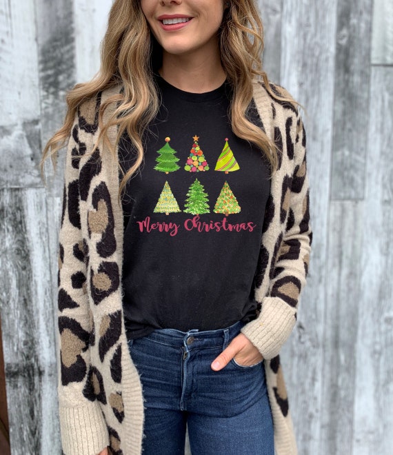 Holiday Vibes tshirt, Christmas tree watercolor tshirts womens tshirts for Christmas holidays, Christmas theme shirts