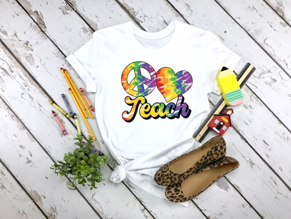 Peace Love Teach tshirt, teacher shirt, elementary school teacher gift, school tshirts, shirt for women, gifts for teachers