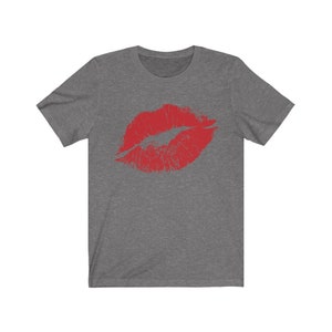 Valentine's Day tshirt red lips Valentines shirt womens tshirt for valentines day, cute Valentine's outfit red lips tshirt Deep Heather