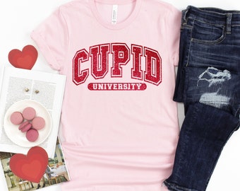 Cupid University tshirt, cute Valentines Day tshirt, shirt for Valentine's Day, love tshirt, retro valentines day shirt