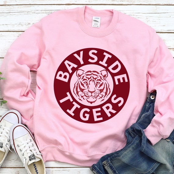 Bayside Tigers Saved by the Bell Crewneck Sweatshirt, retro 90s vintage Bayside sweatshirt, Halloween costume, tigers gym shirt, 90s costume