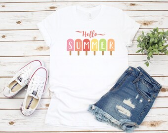 Hello Summer Popsicle Shirt: Beach Vacation Tee