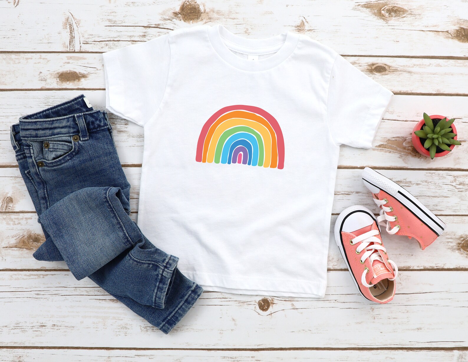 Rainbow Kids Shirt and Shorts Set main image 1