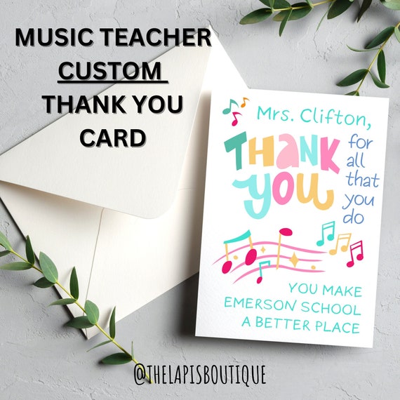 Printable Thank You Teacher Cards for Art Music Gym, Customizable Greeting Cards, Personalized Appreciation Gifts, Instant Download Bundle