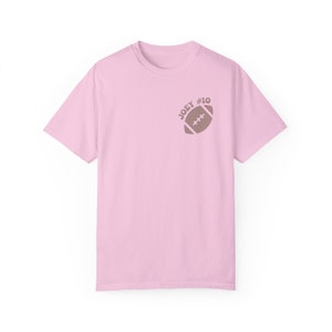 Personalized Football Mom T-Shirt: Custom Name & Number Blossom