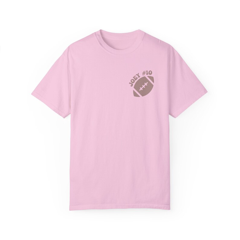 Personalized Football Mom T-Shirt: Custom Name & Number Blossom