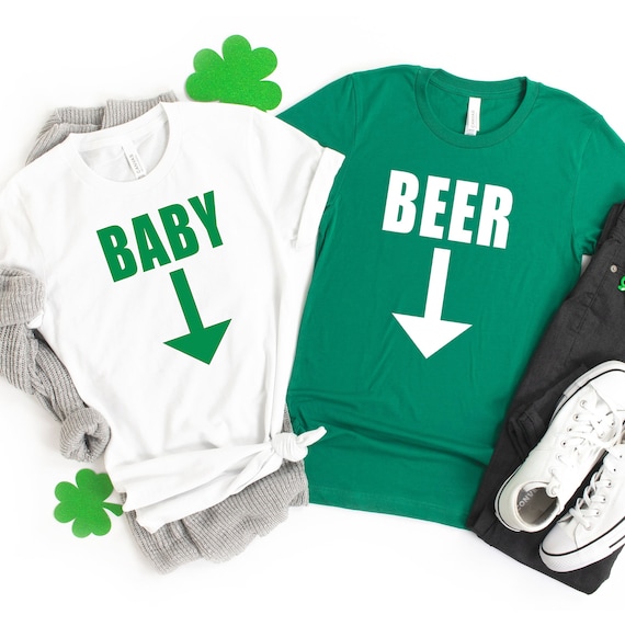 Expecting tshirt,  St Patricks Day tshirt, pregnant tshirt, couples tshirt, pregnancy announcement, beer belly shirt, baby on the way