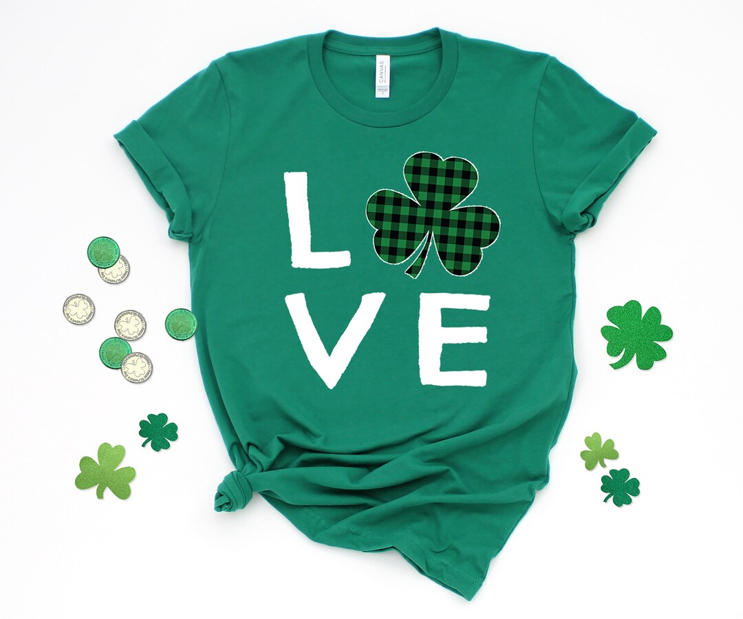 St Patrick's Day Tshirt Love Shamrock Tshirt Four Leaf - Etsy