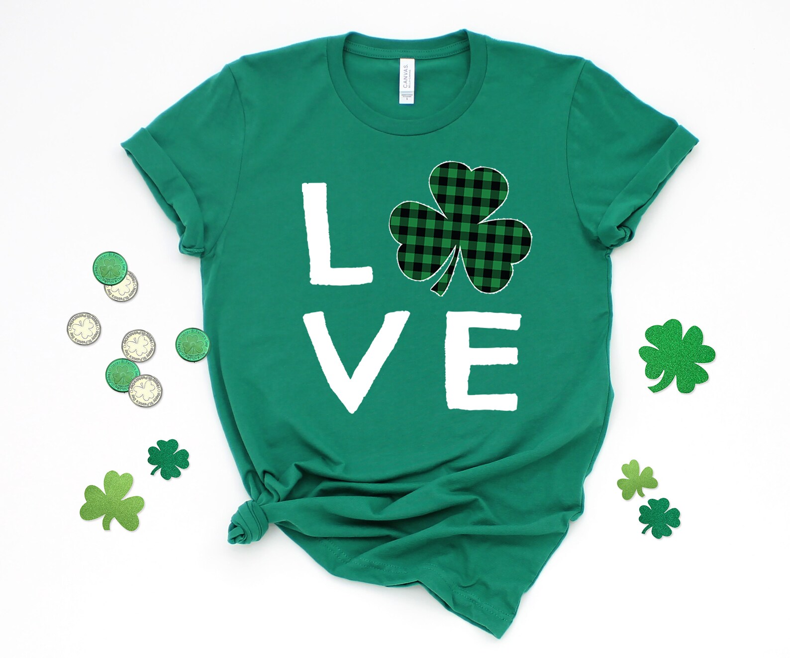 St Patrick's Day tshirt Love Shamrock tshirt Four Leaf | Etsy