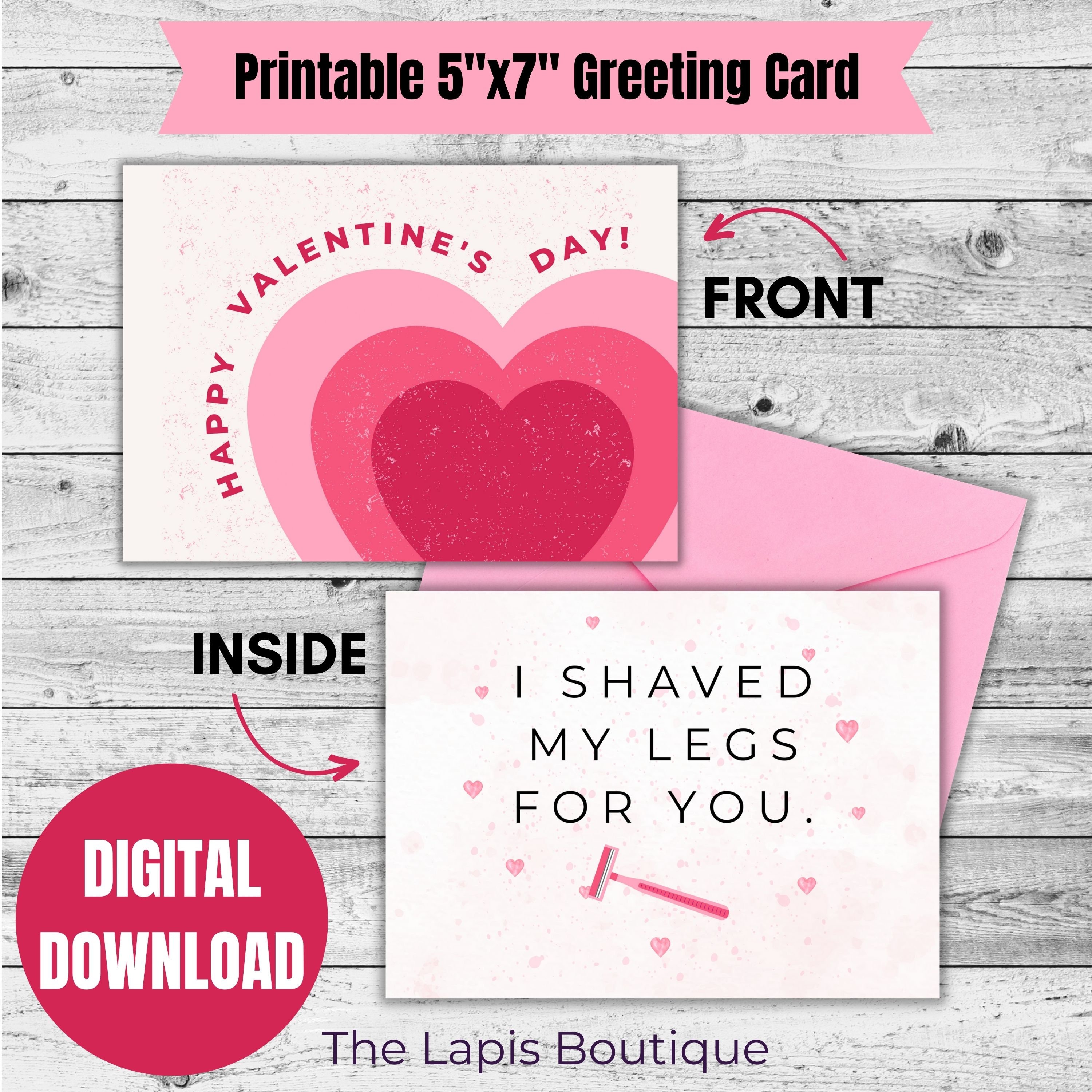 Funny Valentine's Day Greeting Card Printable Digital Download. 5x7 card,  romantic card, couples card, Valentines day card for husband