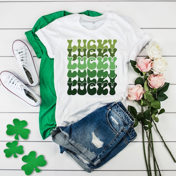 Lucky tshirt, cute Retro St Patricks Day Shirt, lucky vintage groovy tshirt, St. Patrick's Day Shirt, Lucky Shamrock Shirt