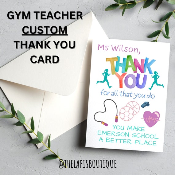 Printable Thank You Teacher Cards for Art Music Gym, Customizable Greeting Cards, Personalized Appreciation Gifts, Instant Download Bundle