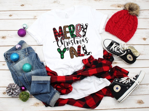 Merry Christmas Y'all Leopard Print Christmas Gift Box Xmas T-Shirt Merry Christmas Y'all Leopard Print Christmas Gift Box Xmas T-Shirt