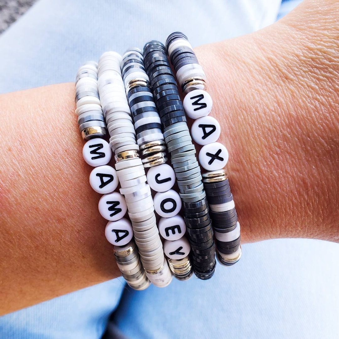 Custom Heishi Name Bracelet: Personalized Beaded Word Bracelet - Etsy