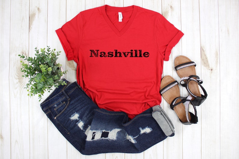 Nashville Tennessee tee vneck tshirt custom Nashville Strong Etsy