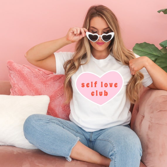 Self Love Club Retro love vibes Valentine's Day tshirt, cute Valentines day galentines shirt for women vintage self love tshirt