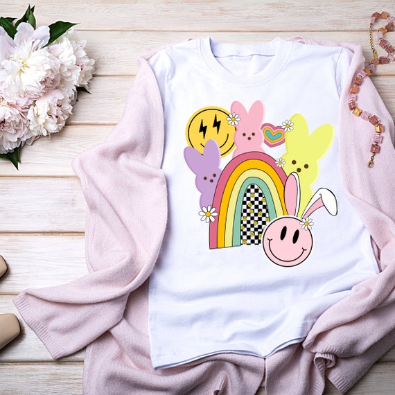 Retro Groovy Easter tshirt, Cute vintage hippie Easter shirt for women Happy Easter Shirt, Easter Bunny shirt