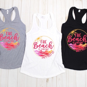 Beach is Calling Racerback Tank Top: Summer Vacation Shirt