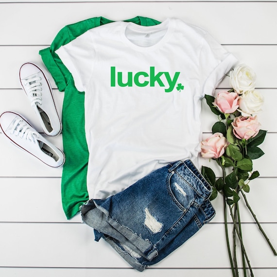 Lucky St Patrick's Day tshirt Shamrock shirt Four Leaf Clover Lucky tshirt, Womens tshirt for St Patricks Day