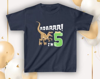 ROARRR I'm 5 Dinosaur Custom birthday shirt for kids, dinosaur birthday, five year old birthday, i'm five shirt, mamasaurus, daddysaurus