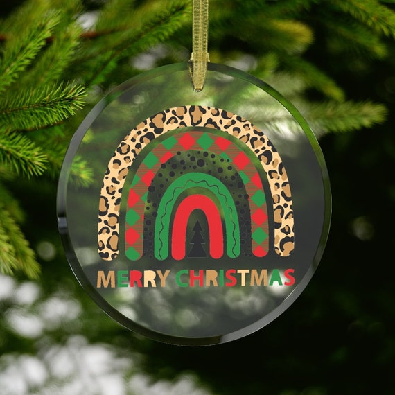 Christmas ornament Merry Christmas Rainbow Glass Ornament gift stocking stuffer holiday ornaments