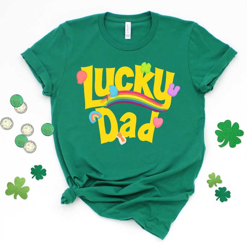 Lucky Dad Retro Lucky Charms Shirt, Lucky Mama Shirt, St. Patrick's Day Shirt, Lucky Shamrock Shirt, Patrick's Day Family M image 1