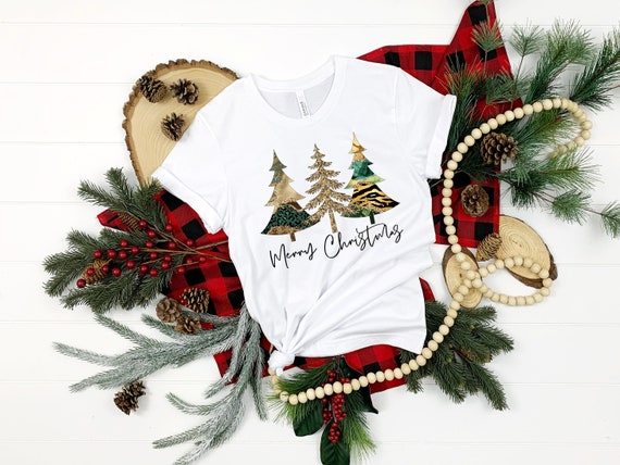 Merry Christmas tshirt Holiday tshirts for women, Christmas trees cute holiday shirt svg sublimation shirt