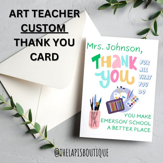 Printable Thank You Teacher Cards for Art Music Gym, Customizable Greeting Cards, Personalized Appreciation Gifts, Instant Download Bundle