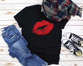Red Lips Valentine's Day Shirt: Cotton Kiss Tee