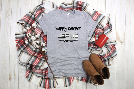 Happy Camper tshirt, camping shirt, camper shirt, womens shirt, unisex tee, camper tee, outdoor tee, camp shirt