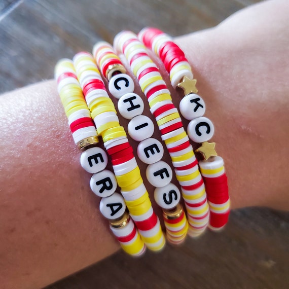 Kansas City Chiefs Era heishi bracelet bundle, Taylor Swift Travis Kelce era swiftie bracelet