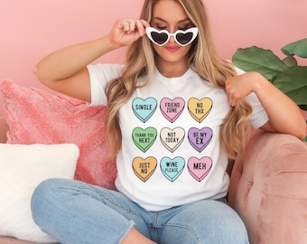 Candy Hearts Message Shirt, Candy Heart tshirt, Valentines Day Tee, Conversation Hearts, Valentines Shirt for Teachers, Funny Couple T-shirt