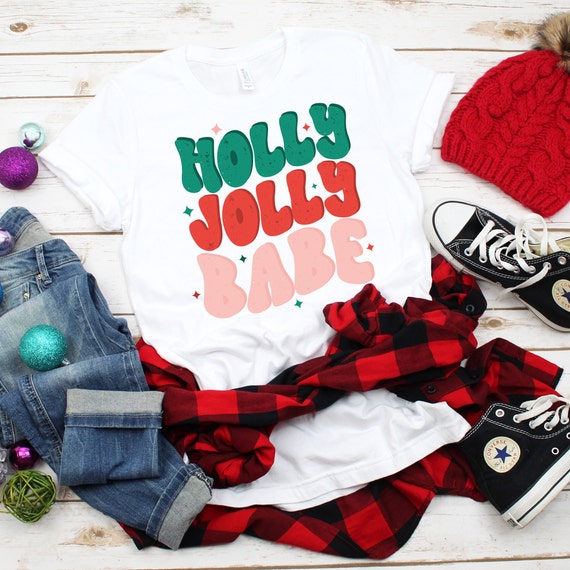 Vintage Merry Christmas PNG Holly Jolly Babe  Sublimation Designs tshirt 70s Style Merry Christmas shirt