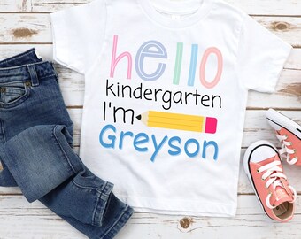 Kindergarten outfit, hello kindergarten shirt, custom first day of school shirt, Kindergarten tee, announcement Kindergarten tee,