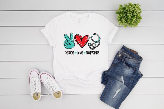 Peace Love Nursing tshirt for nurses cute nurse tshirt gift for nurse, nurse shirt, nurse gift, cute nurse tshirt