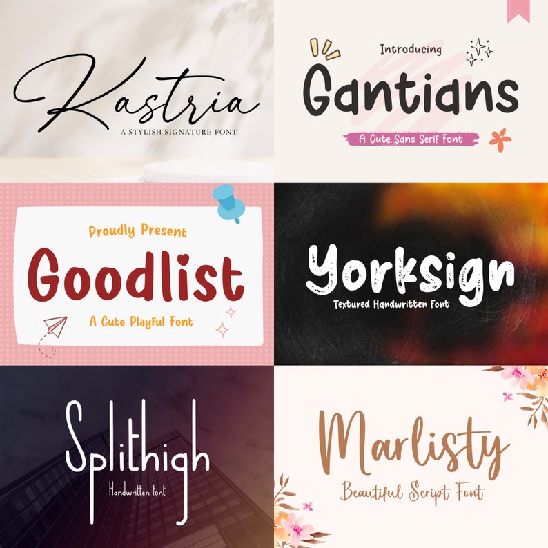 50 Handwritten Script Font Bundle | Cricut & Canva Fonts - Etsy