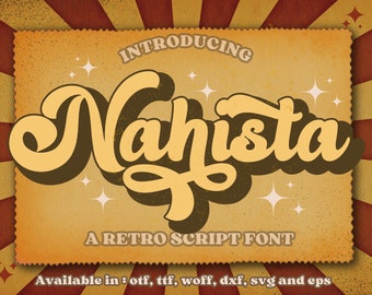 Retro font, Vintage Font, Groovy Font, Alphabet Font, 70s Font, Swirl Font, Lettering Font, Procreate Font, Canva Font, fonts
