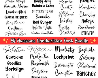50 Handwritten Script Font Bundle | Cricut & Canva Fonts