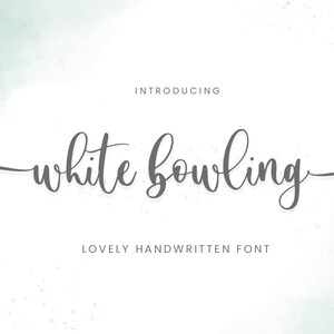 White Bowling - Fuentes de script, fuentes manuscritas, fuente de caligrafía, fuentes Cricut, fuentes de boda para Cricut, fuente con colas, estética