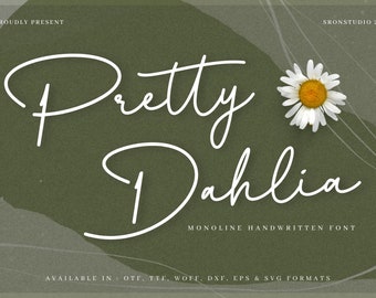 Pretty Dahlia Script Font - Monoline Calligraphy, Wedding & Logo