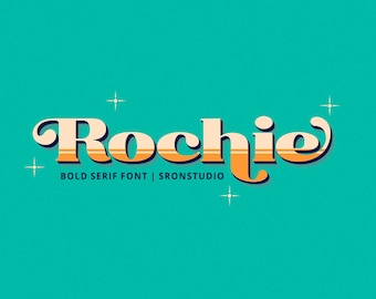 Retro Bold Serif Font, 70s Swirl Alphabet