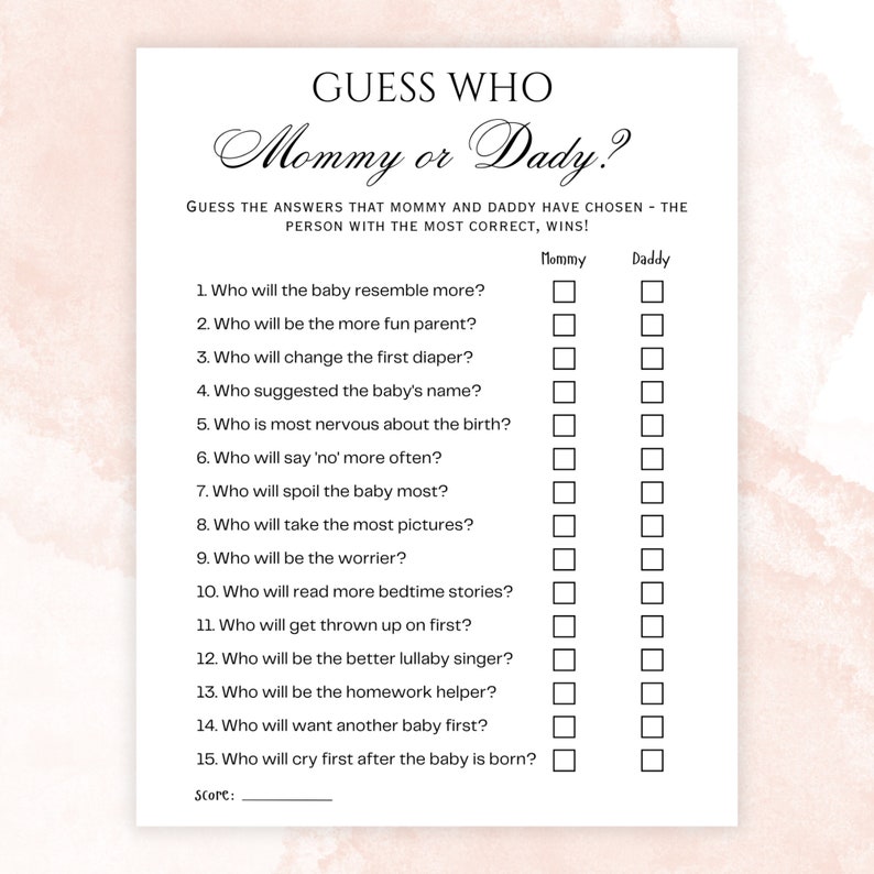 WOODAMORE Guess Who Mommy Or Daddy Baby Shower Game – 50-Piece Gender Neutral Party Activity - View #6