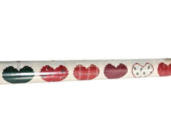 Hallmark Vintage Christmas Gift Wrap 17.5 SQ FT Cross Stitch Hearts Plaid Red