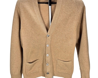 VTG Men's Jaeger Size 38 Camelhair Wool Cardigan Sweater Scotland Old Money