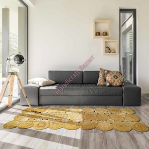 Stair Runner Kilim Rug Braide Jute Boho Scalloped Carpet Decorative Reversible Door Mat Bohemian For Central Rom Indoor Outdoor Patio
