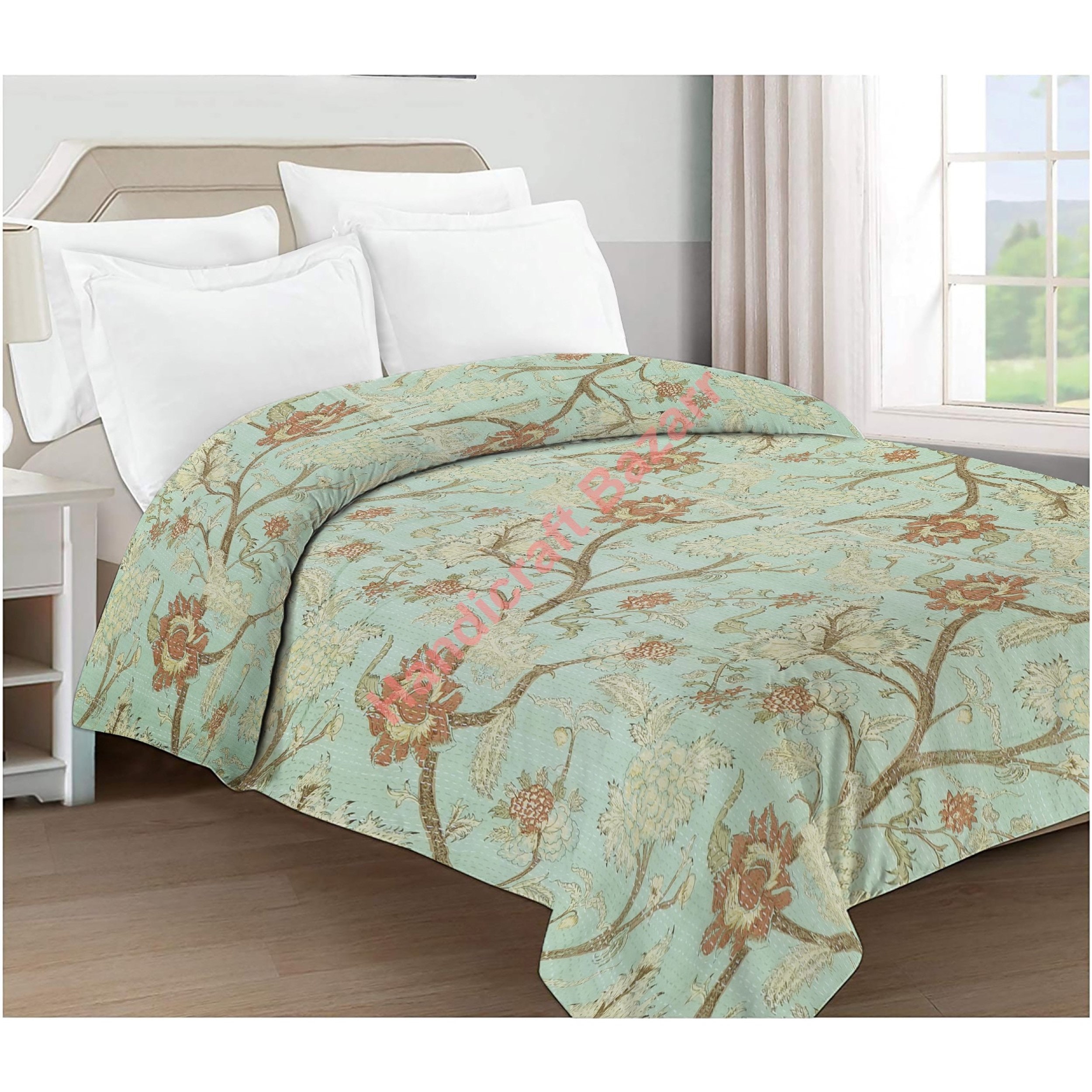 floral quilted throw