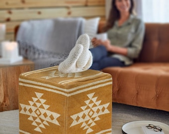 Kilim Ottoman Pouf Cover - Wool Jute pouffe Footrest Pouf 18x18x18 in- Study Room Living Room Sheeting Coffee Table Footstool Bean Bag Chair