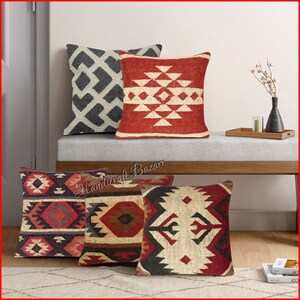 Pillow Throw 5 Set Turkish Kilim Handwoven Outdoor Bohemian Wool Jute Pillowcase Decorative Pillows Cushion Cover Vintage Bedroom Decor